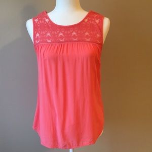 Gap salmon pink lace detail tank